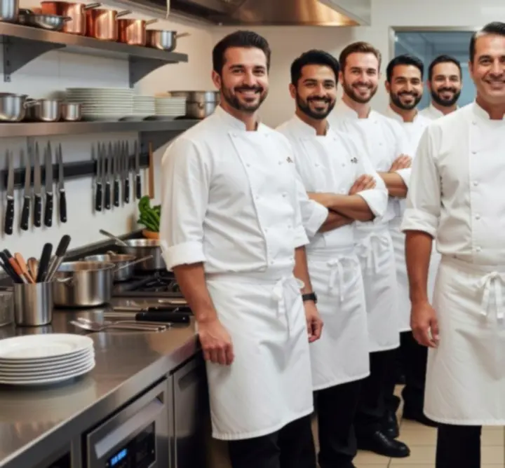 Chef et \u00e9quipe en cuisine au restaurant Roi Jack